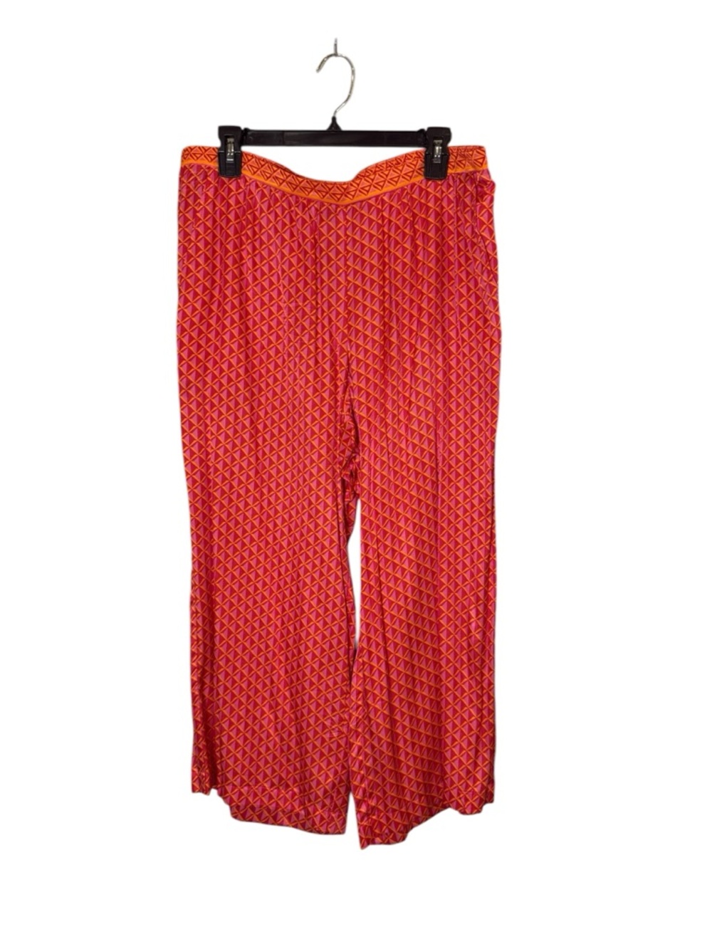 Hale Bob Vibrant Lightweight Geometric Print Wide Leg Cropped Pants sz L